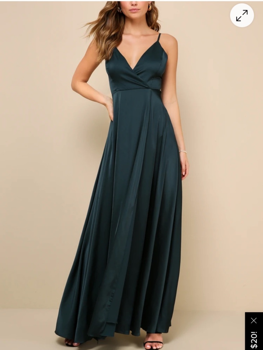 Lulu's Deep Green Spaghetti Strap Maxi Dress